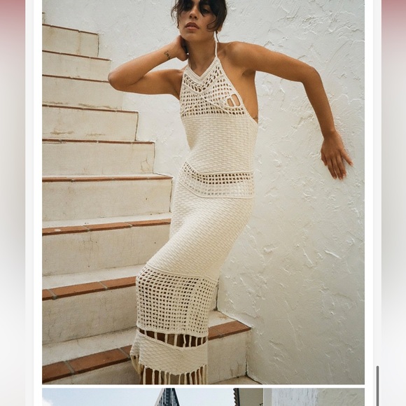 Zara Dresses Women Zara Zara New Woman Midi Fringed Crochet Knit